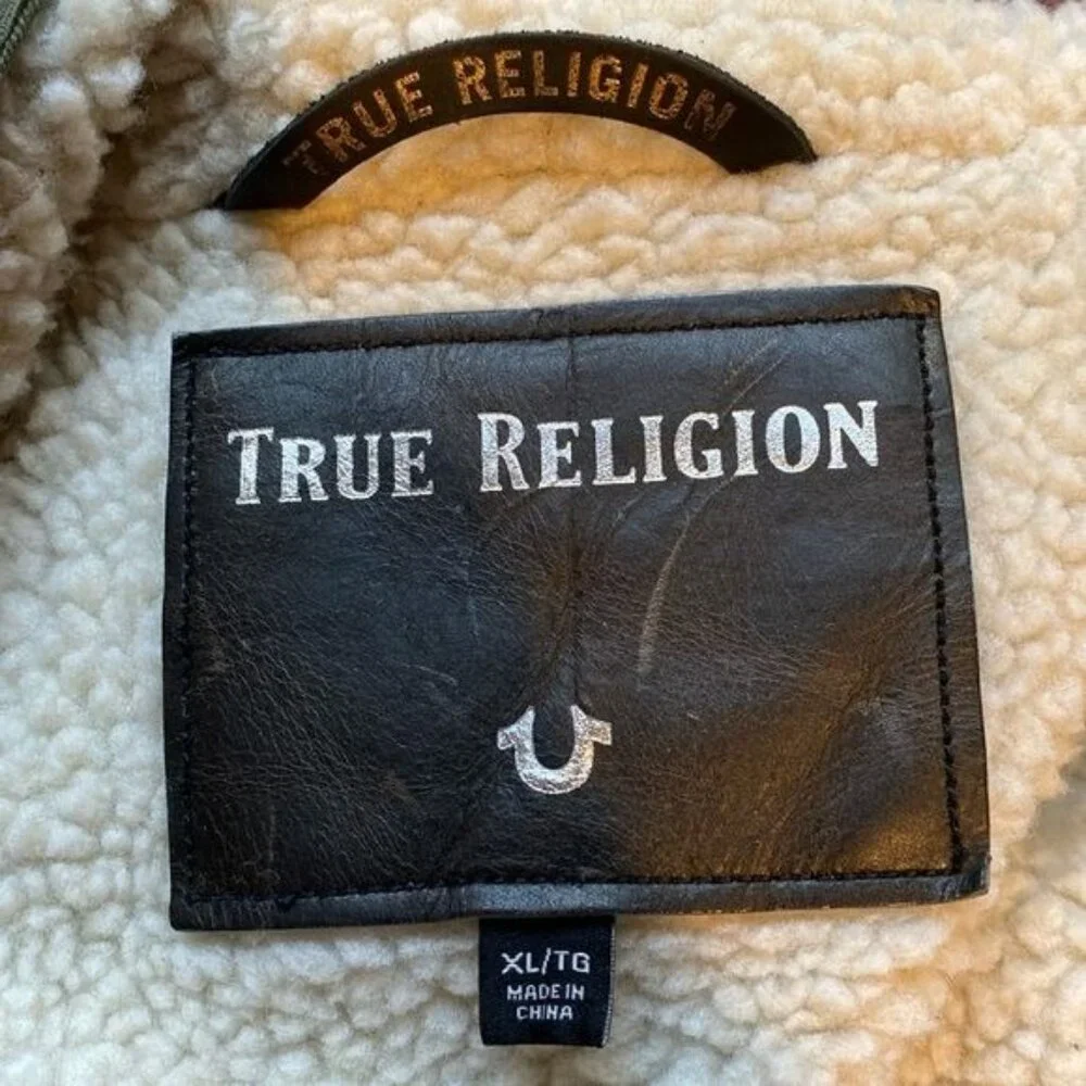 True Religion Green Hooded Parka Jacket: Size Extra Large